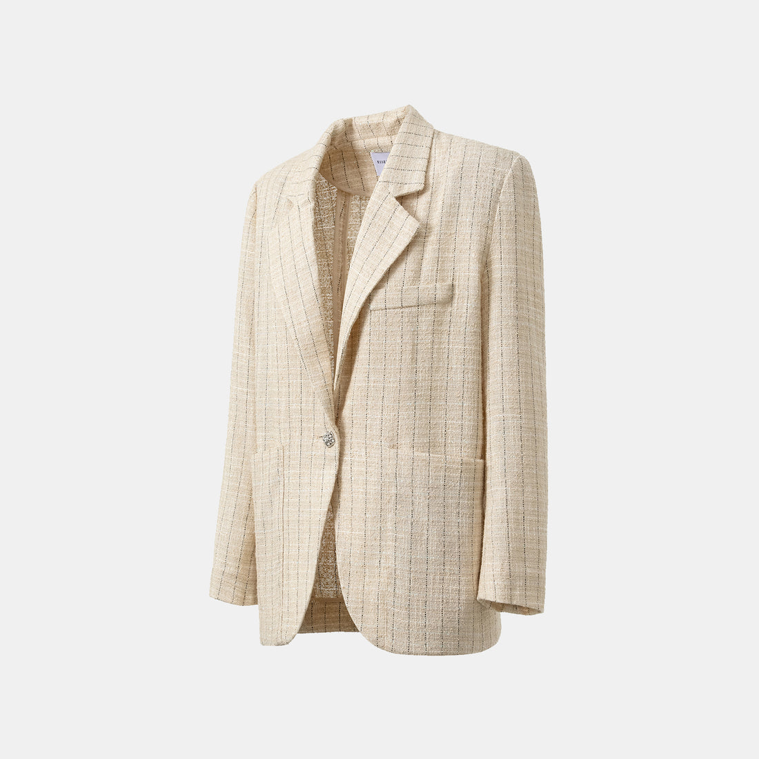 "Westminster Weekdays" lightweight tweed oversized blazer—Vanilla Soufflé