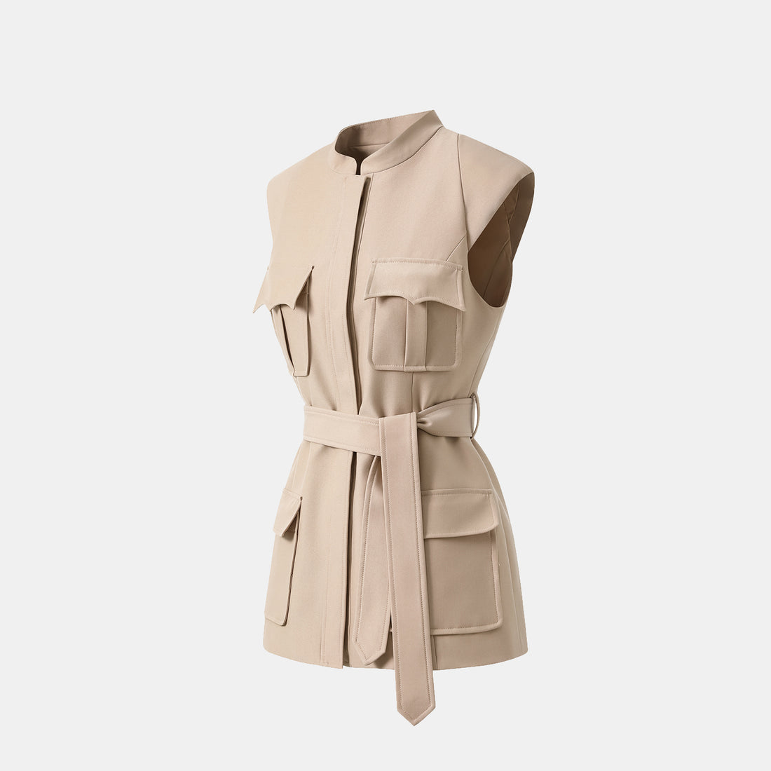 "Weekend at Monaco." Italian Textured Hunting Vest - Taupe