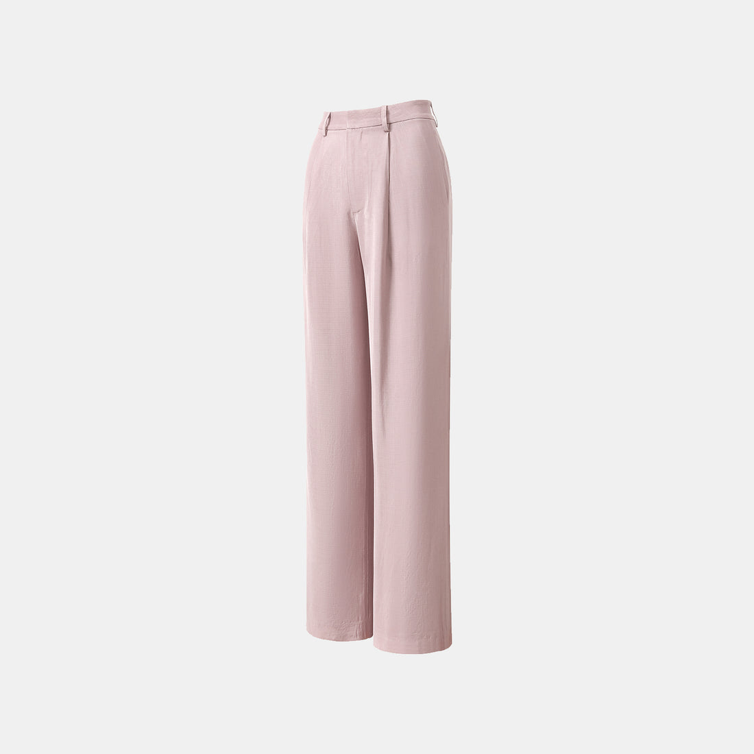 "Speak Sleek" 奢華輕薄麻感肌理醋酸立體剪裁寬褲—Pink