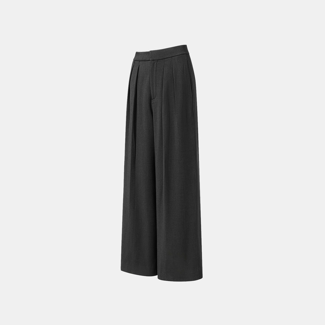 "Autumn Diary" Korean super stretch drape texture fabric special cut wide leg trousers - black
