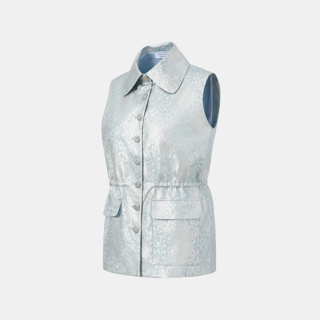 "Spring" Spanish jacquard hunting waistcoat vest - Shadow blue floating light