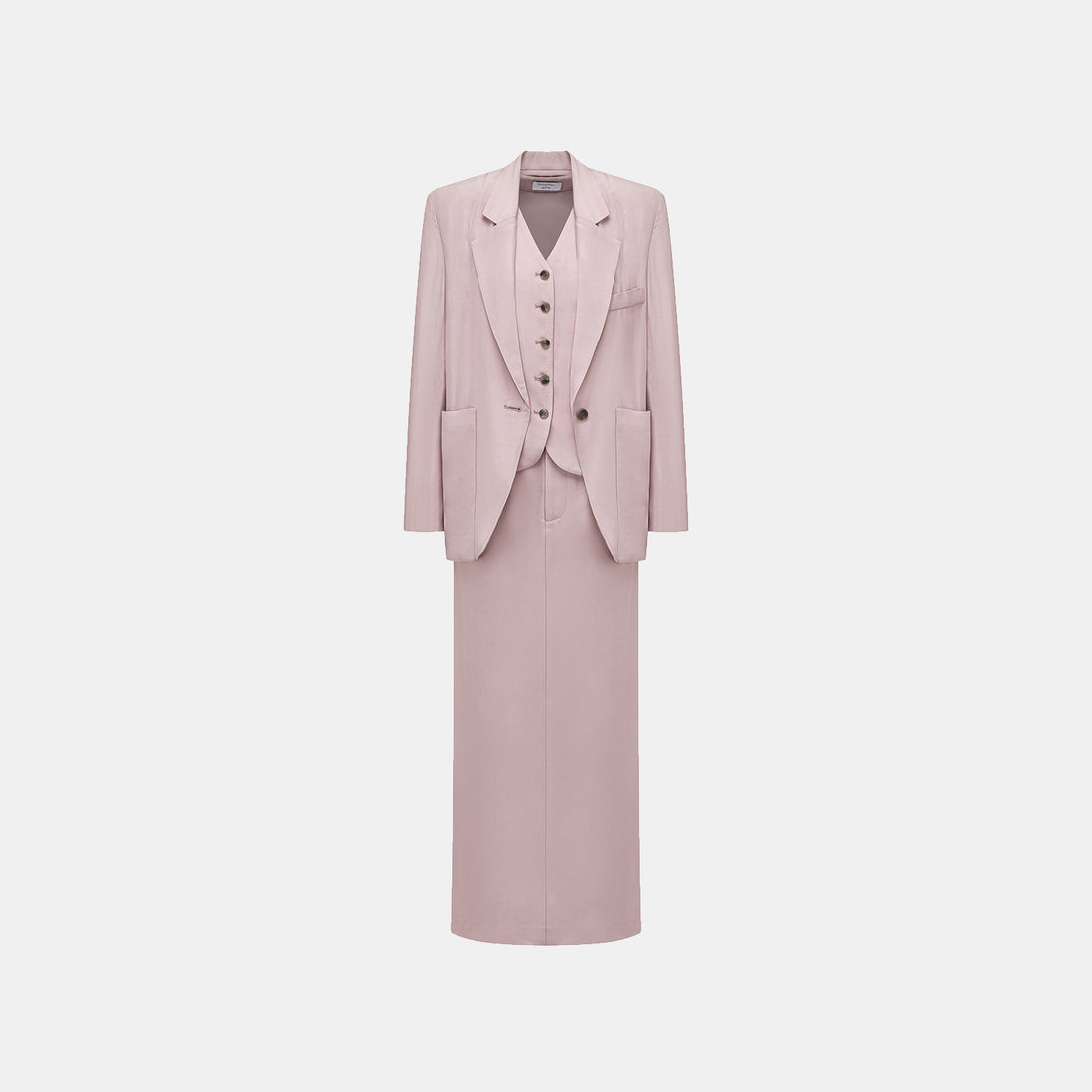 "Speak Sleek" Luxurious Lightweight Hemp Texture Acetate Oversized Suit Jacket—Pink