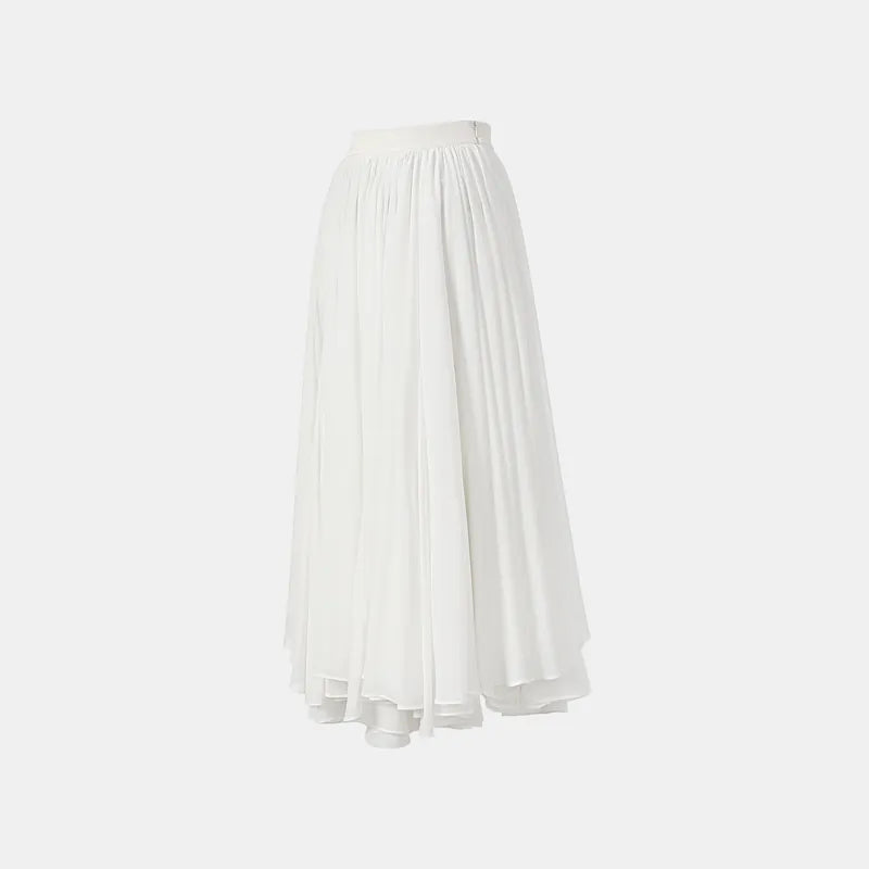 "Easy-Go Chic" Chiffon Oversized Pleated Irregular Skirt - White
