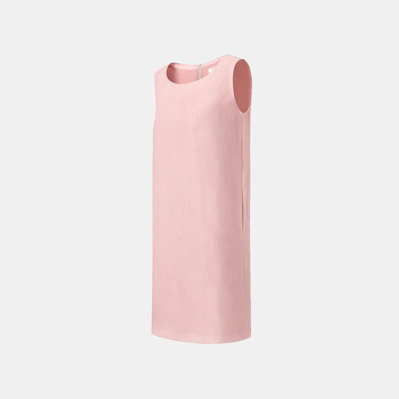"Quiet and Easy" Jacquard Loose Dress - Rose Pink