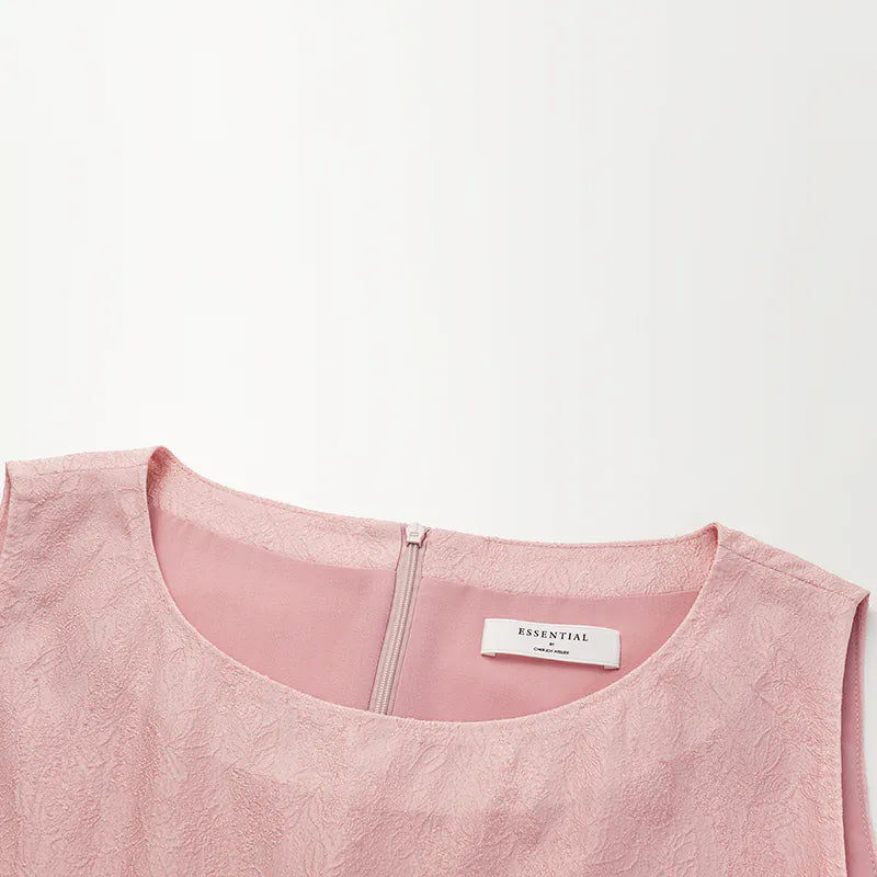 "Quiet and Easy" Jacquard Loose Dress - Rose Pink