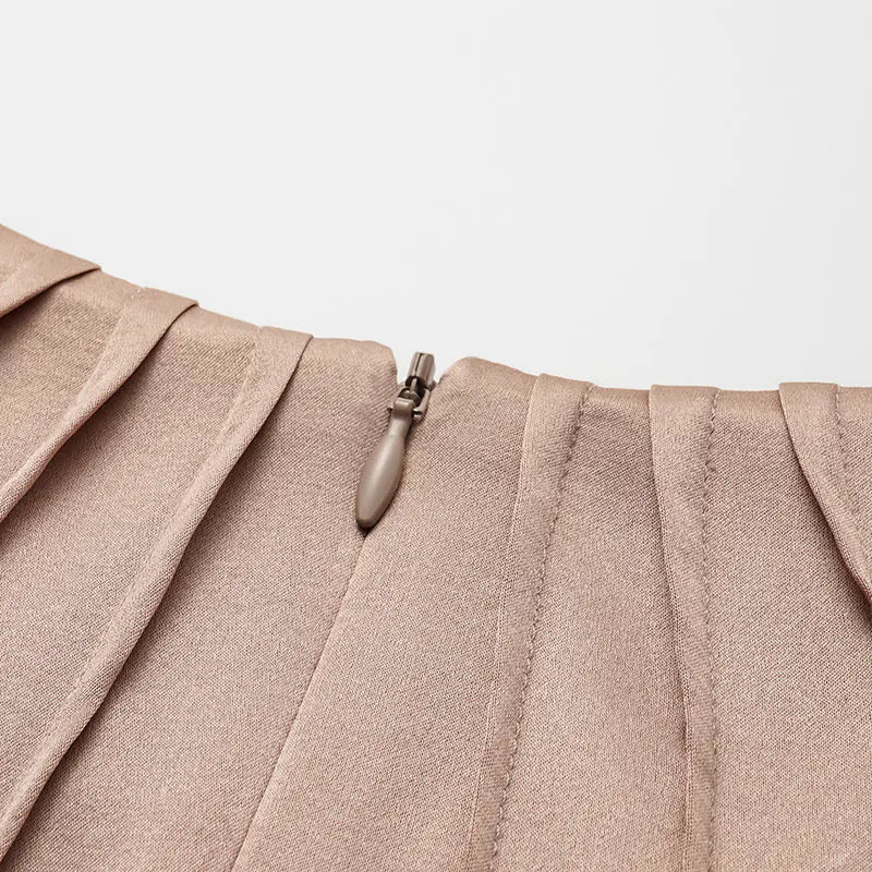 "Date night elegance" silk irregular three-dimensional tailoring dress - bronze gold