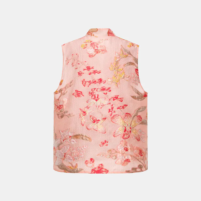 "Lan Xiang Yan Ran" Italian jacquard light Chinese style vest