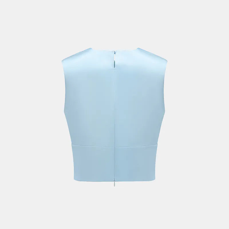 Silk 3D Cut Top - Sky Blue