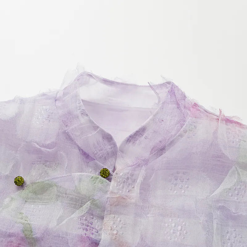 "Imperial Garden Teatime" Ruffo Coli Italian high-end custom-made three-dimensional craft fabric Chinese style top - Spring color