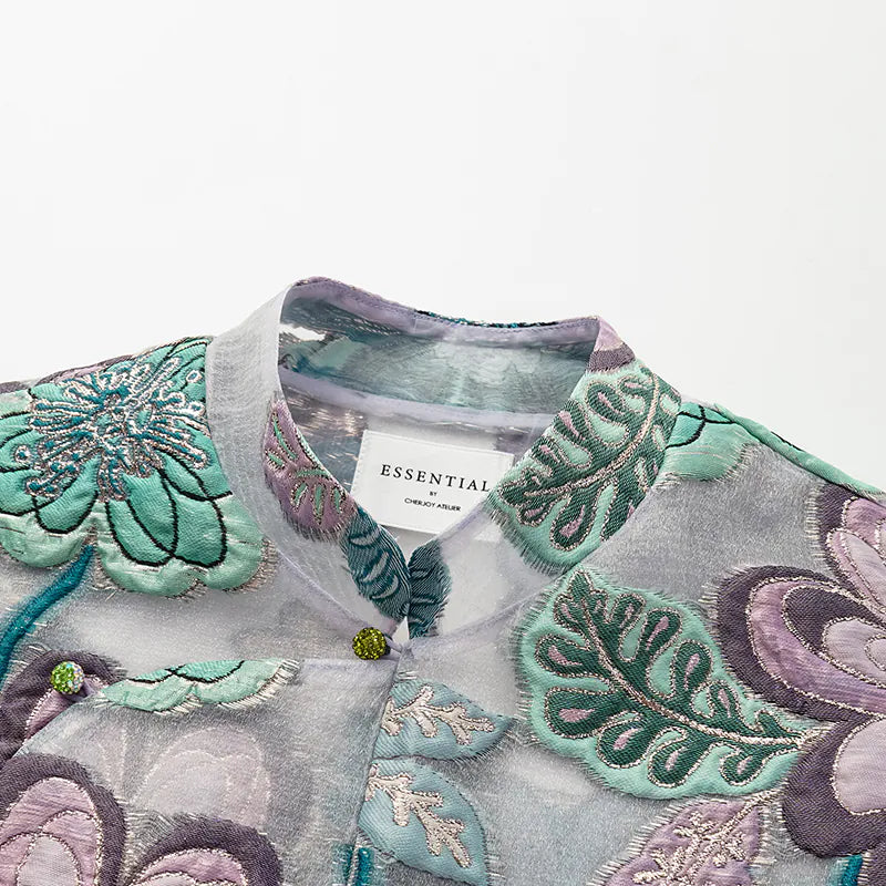 "Imperial Garden Teatime" Italian jacquard Chinese style vest - Summer of Flowers