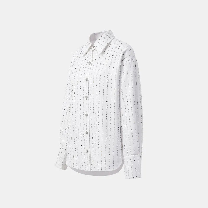 "Daytime Sparkle" Oversized shirt made of Italian high-end custom fabric