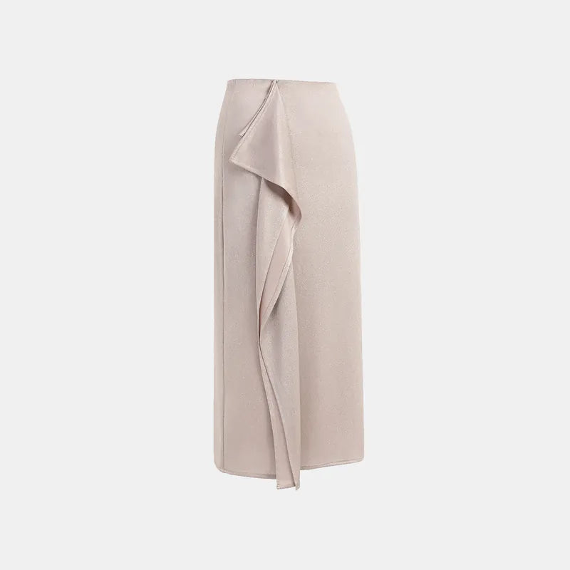'Easy Go Chic' Acetate Knit Special Cut Pencil Skirt - Coffee