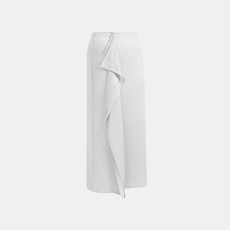 'Easy Go Chic' Acetate Knit Special Cut Pencil Skirt - Silver