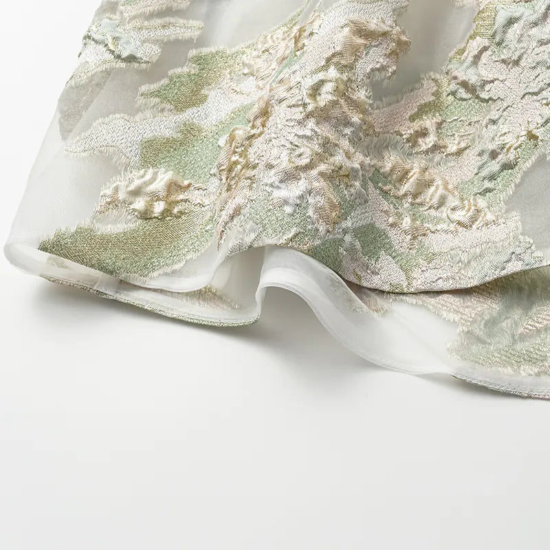 "Chun Shang Ya Ji" Italian jacquard fabric light Chinese style jacket - mint green