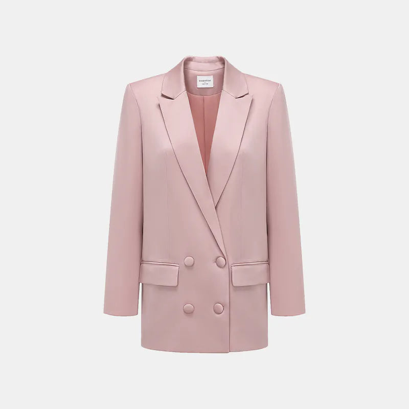 "British Elegance" Oversized Blazer - Dry Rose Pink