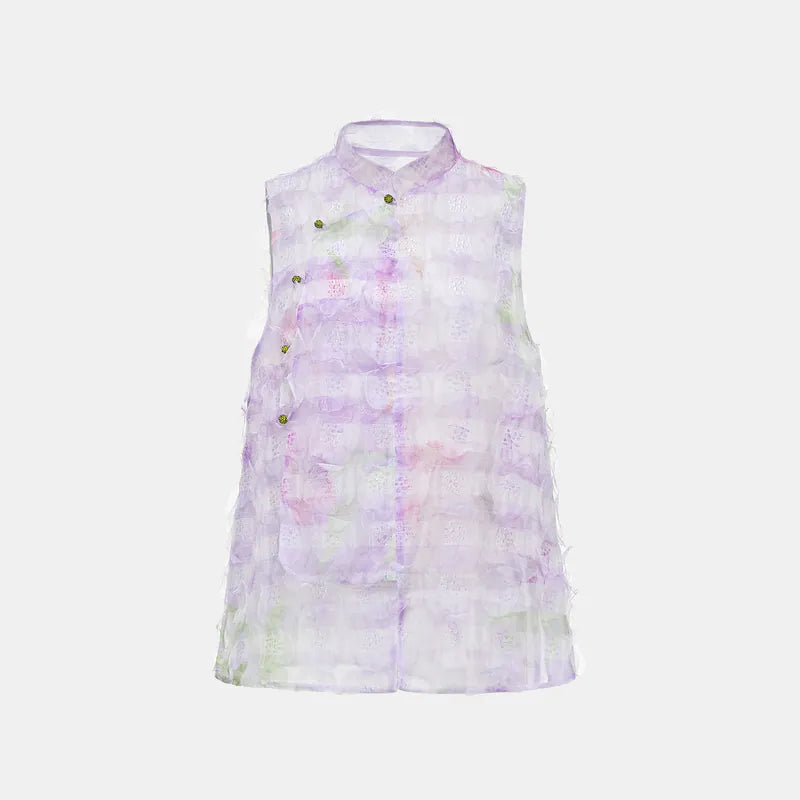 "Imperial Garden Teatime" Ruffo Coli Italian high-end custom-made three-dimensional craft fabric Chinese style top - Spring color