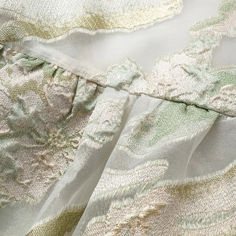 "Chun Shang Ya Ji" Italian jacquard fabric light Chinese style jacket - mint green