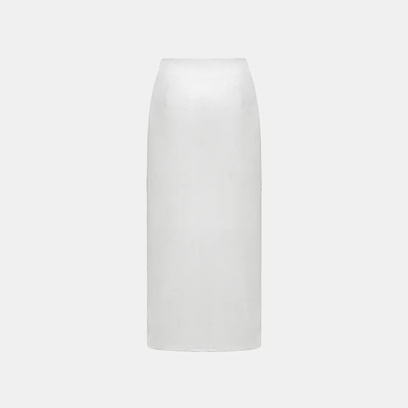 'Easy Go Chic' Acetate Knit Special Cut Pencil Skirt - Silver
