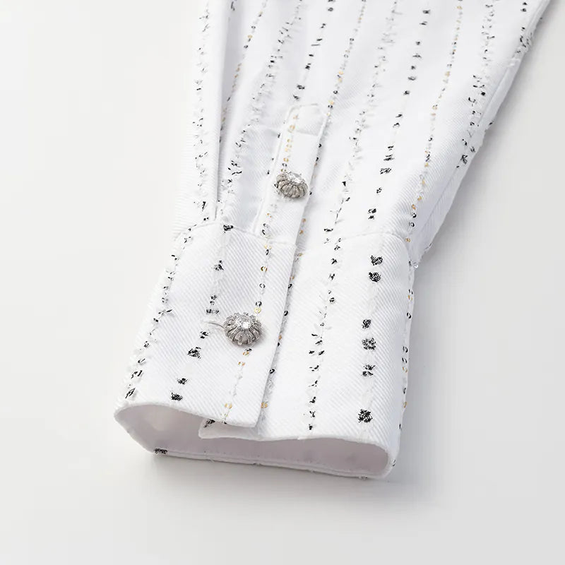 "Daytime Sparkle" Oversized shirt made of Italian high-end custom fabric