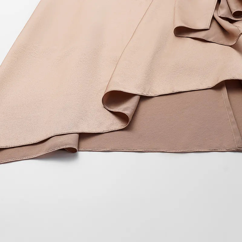 "Date night elegance" silk irregular three-dimensional tailoring dress - bronze gold