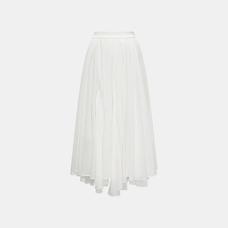"Easy-Go Chic" Chiffon Oversized Pleated Irregular Skirt - White