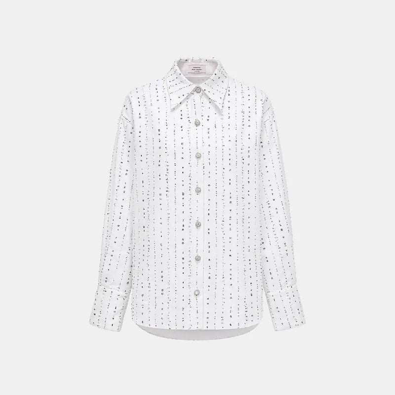"Daytime Sparkle" Oversized shirt made of Italian high-end custom fabric