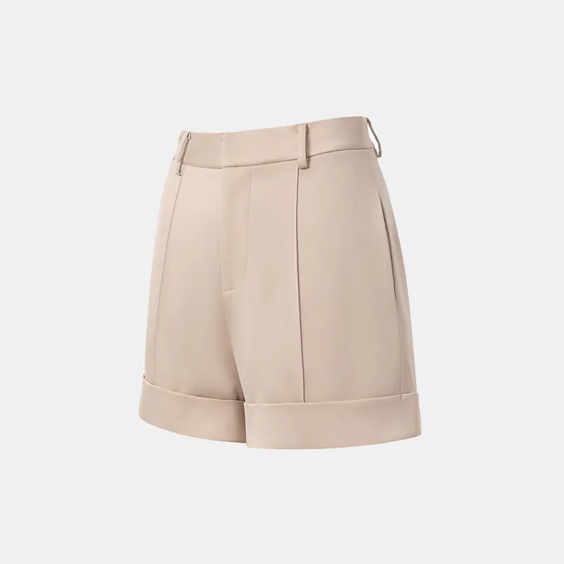 "British Elegance" Tapered Shorts - Nude