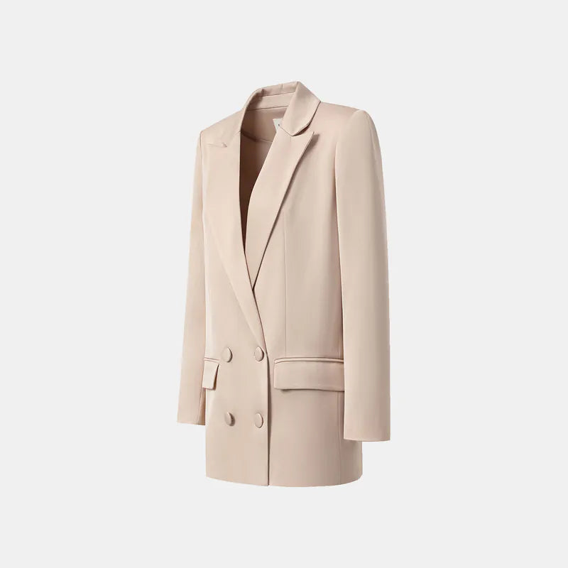 "British Elegance" Oversized Blazer — Nude