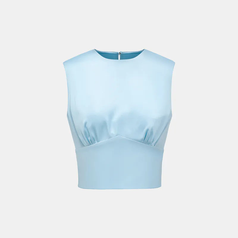 Silk 3D Cut Top - Sky Blue
