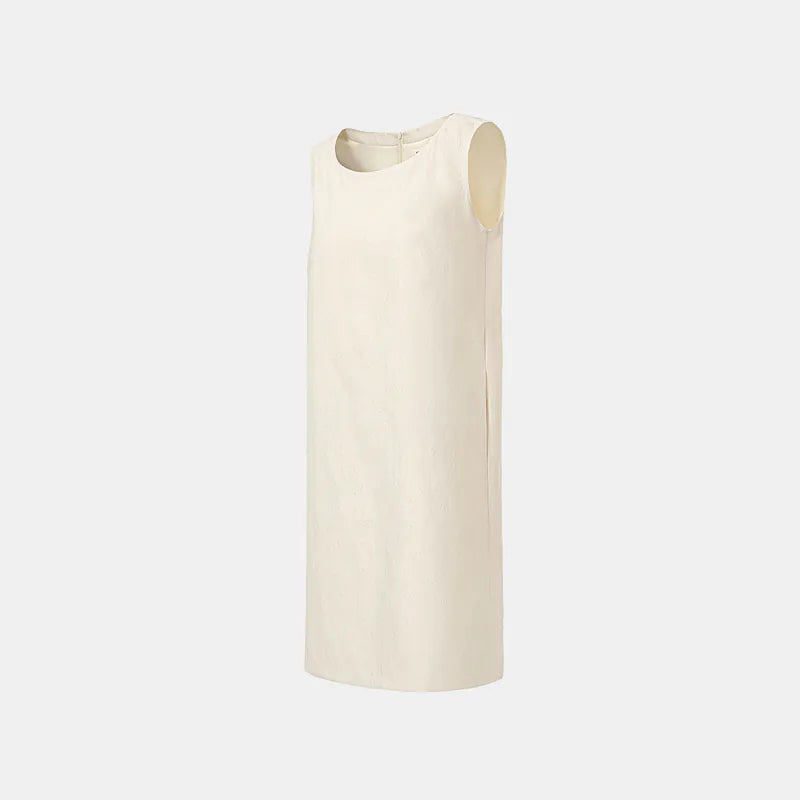 "Quiet and Easy" Jacquard Loose Dress - Vanilla White