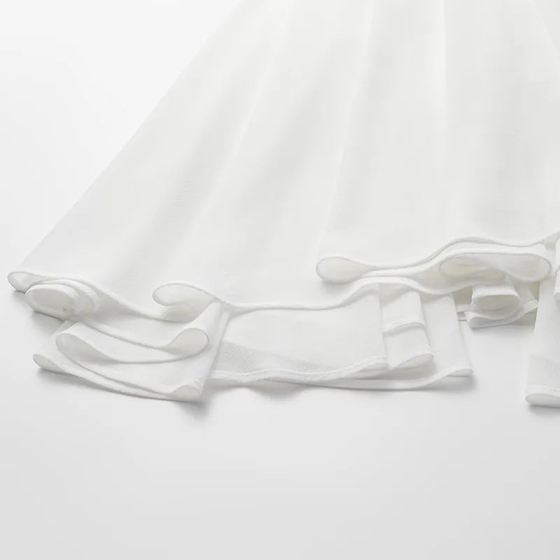 "Easy-Go Chic" Chiffon Oversized Pleated Irregular Skirt - White