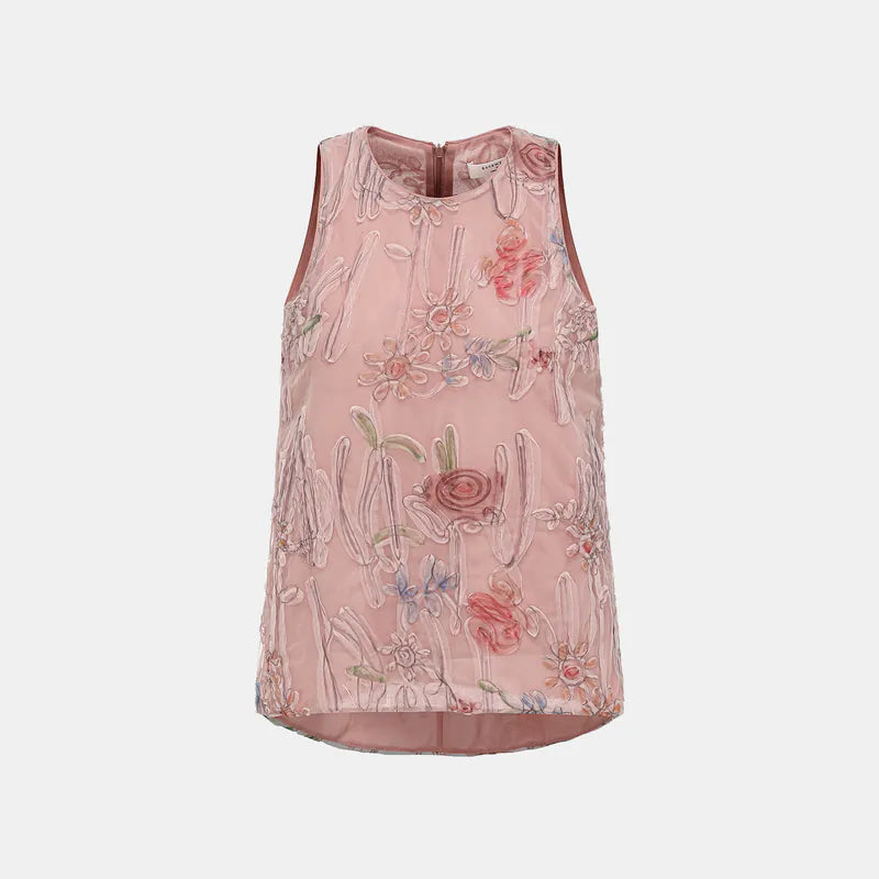 "Gallery Hours" Italian 3D painted lace vest