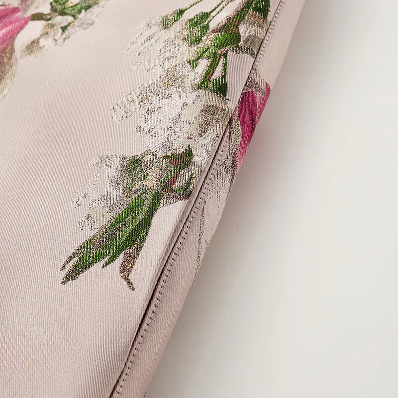 "Imperial Garden Teatime" Italian jacquard fabric patchwork vest midi vest - Magnolia