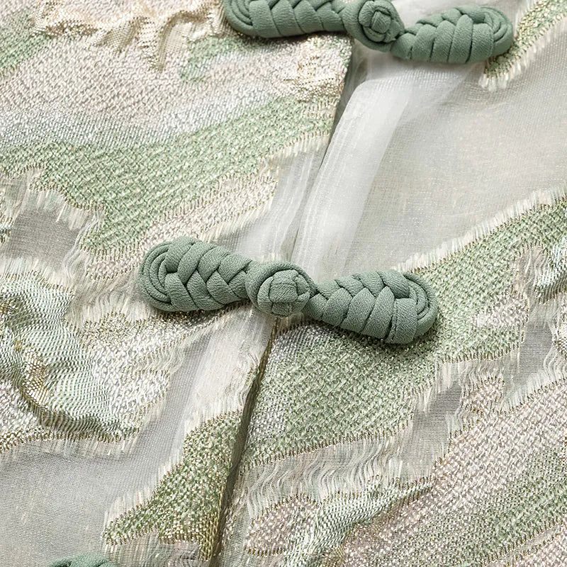 "Chun Shang Ya Ji" Italian jacquard fabric light Chinese style jacket - mint green