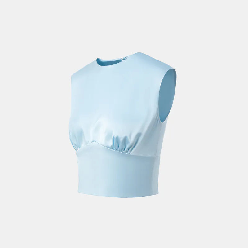 Silk 3D Cut Top - Sky Blue