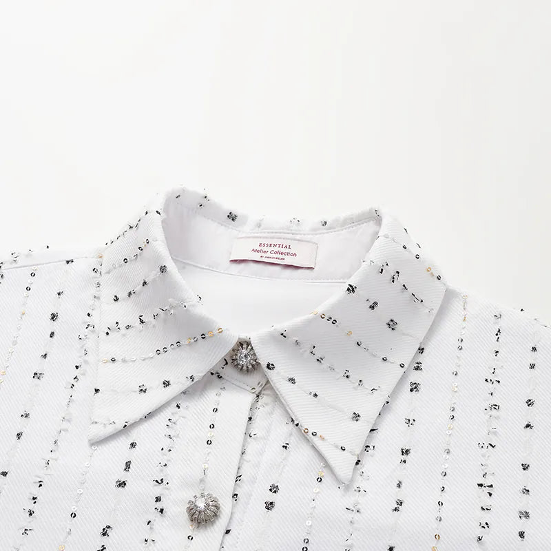 "Daytime Sparkle" Oversized shirt made of Italian high-end custom fabric