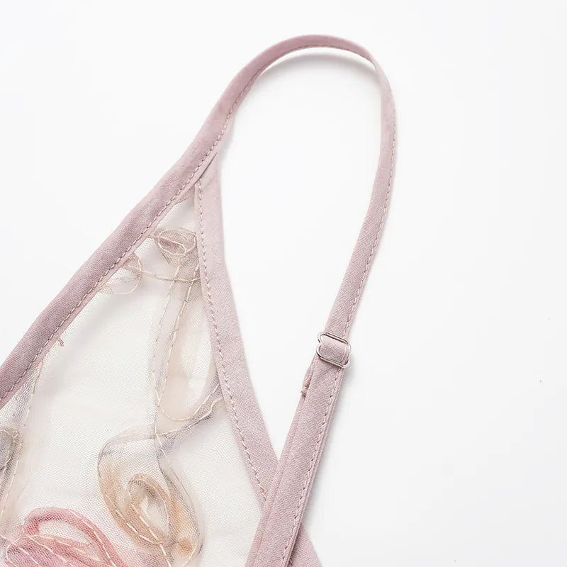 "Gallery Hours" Italian 3D painted lace spaghetti strap tank top