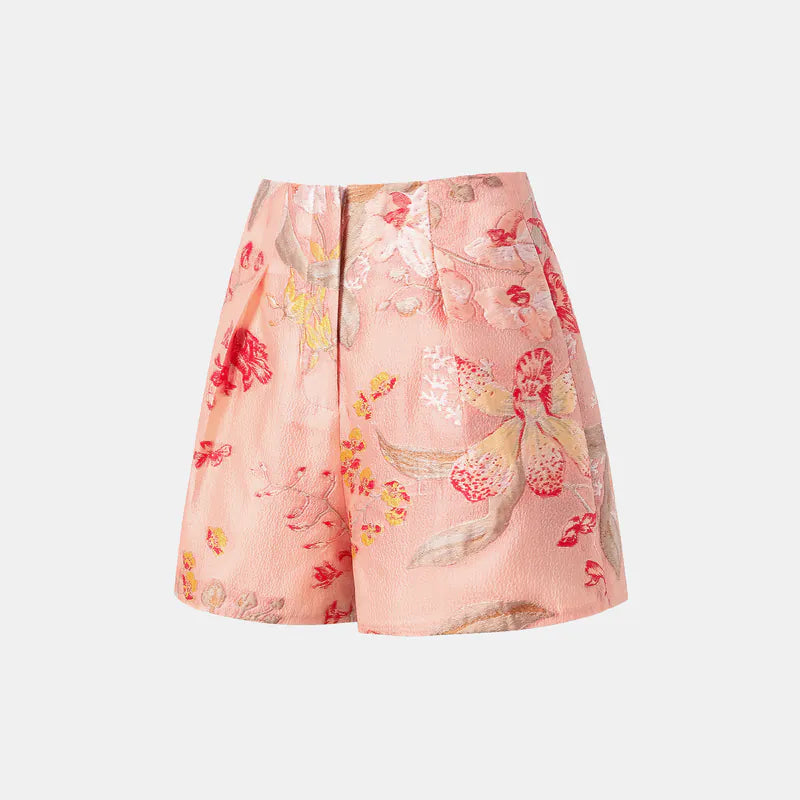 "Orchid Fragrance" Italian Jacquard Shorts