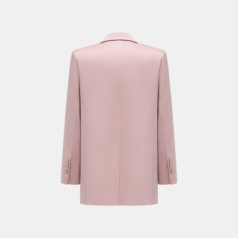 "British Elegance" Oversized Blazer - Dry Rose Pink