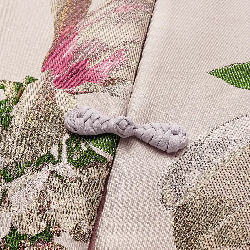 "Imperial Garden Teatime" Italian jacquard fabric patchwork vest midi vest - Magnolia