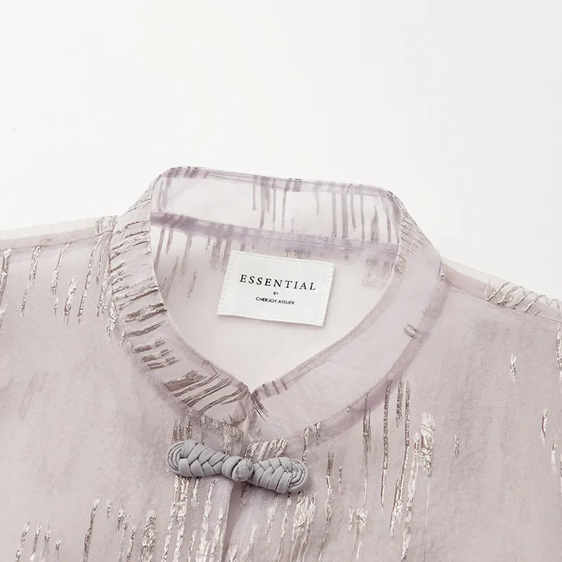 "Imperial Garden Teatime" Custom Jacquard Light Chinese Style Jacket - Lavender Purple