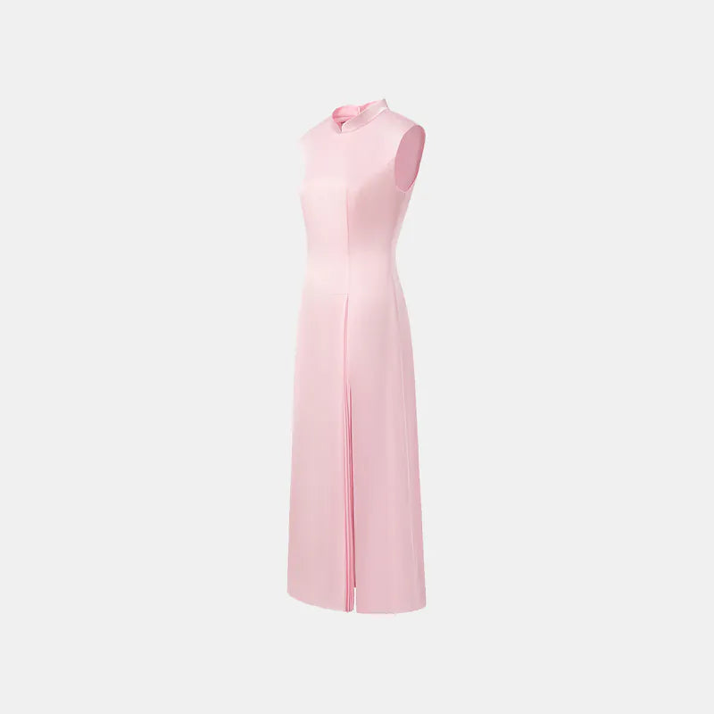 "Tea Banquet" 100% Silk New Chinese Cheongsam Dress - Cherry Blossom Pink