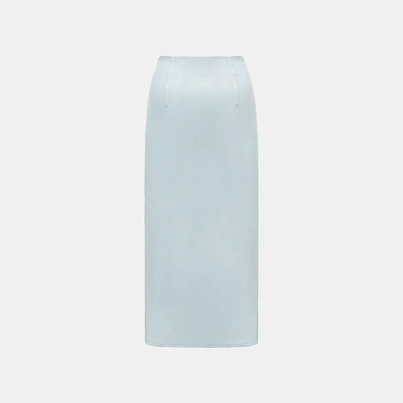 'Easy Go Chic' Acetate Knit Special Cut Pencil Skirt - Light Blue