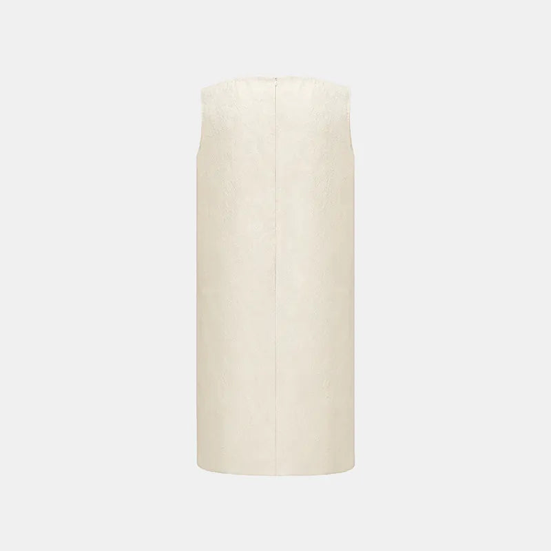 "Quiet and Easy" Jacquard Loose Dress - Vanilla White