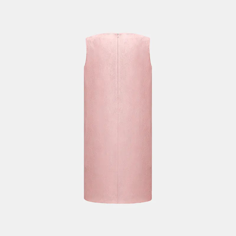 "Quiet and Easy" Jacquard Loose Dress - Rose Pink