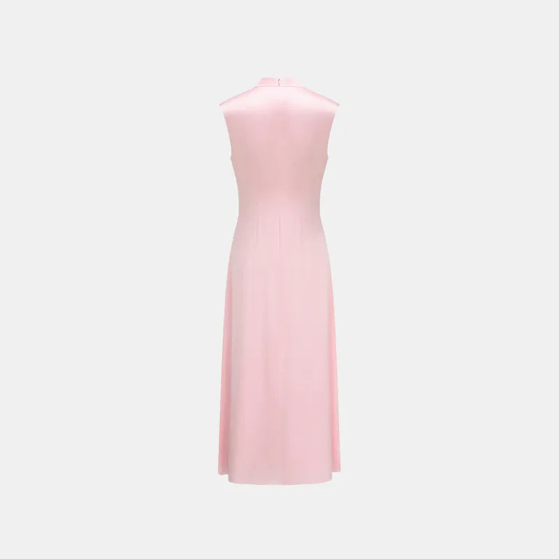 "Tea Banquet" 100% Silk New Chinese Cheongsam Dress - Cherry Blossom Pink