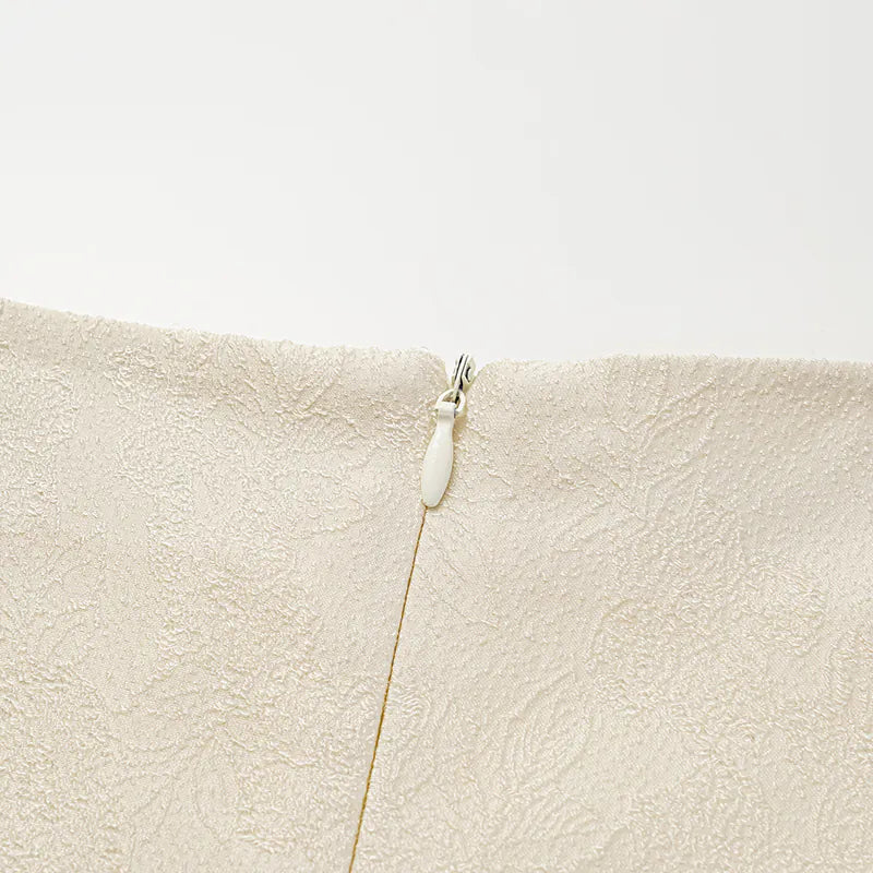 "Quiet and Easy" Jacquard Loose Dress - Vanilla White