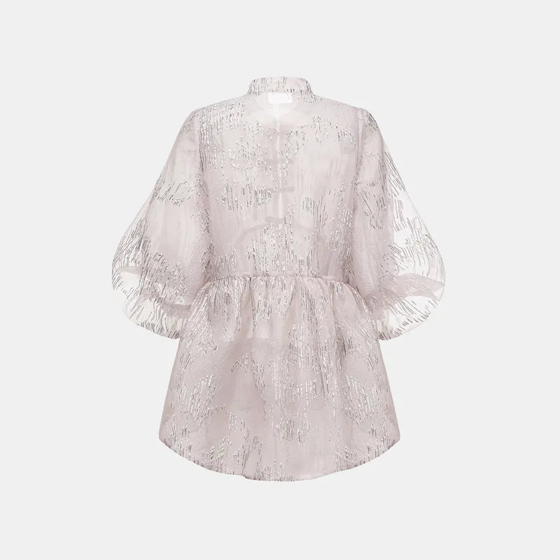 "Imperial Garden Teatime" Custom Jacquard Light Chinese Style Jacket - Lavender Purple