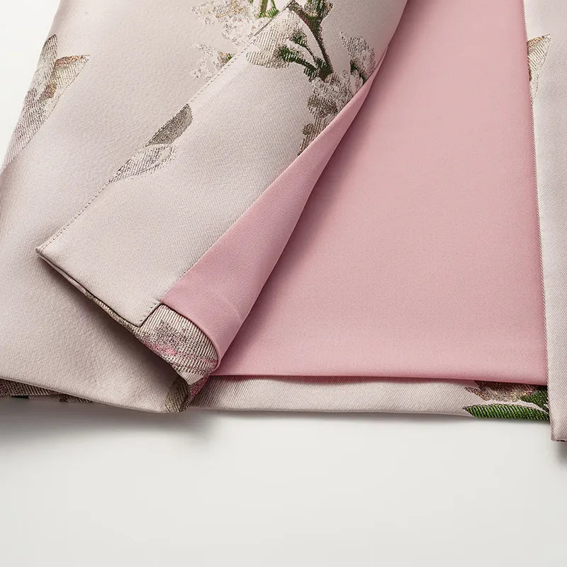 "Imperial Garden Teatime" Italian jacquard fabric patchwork vest long vest - Magnolia