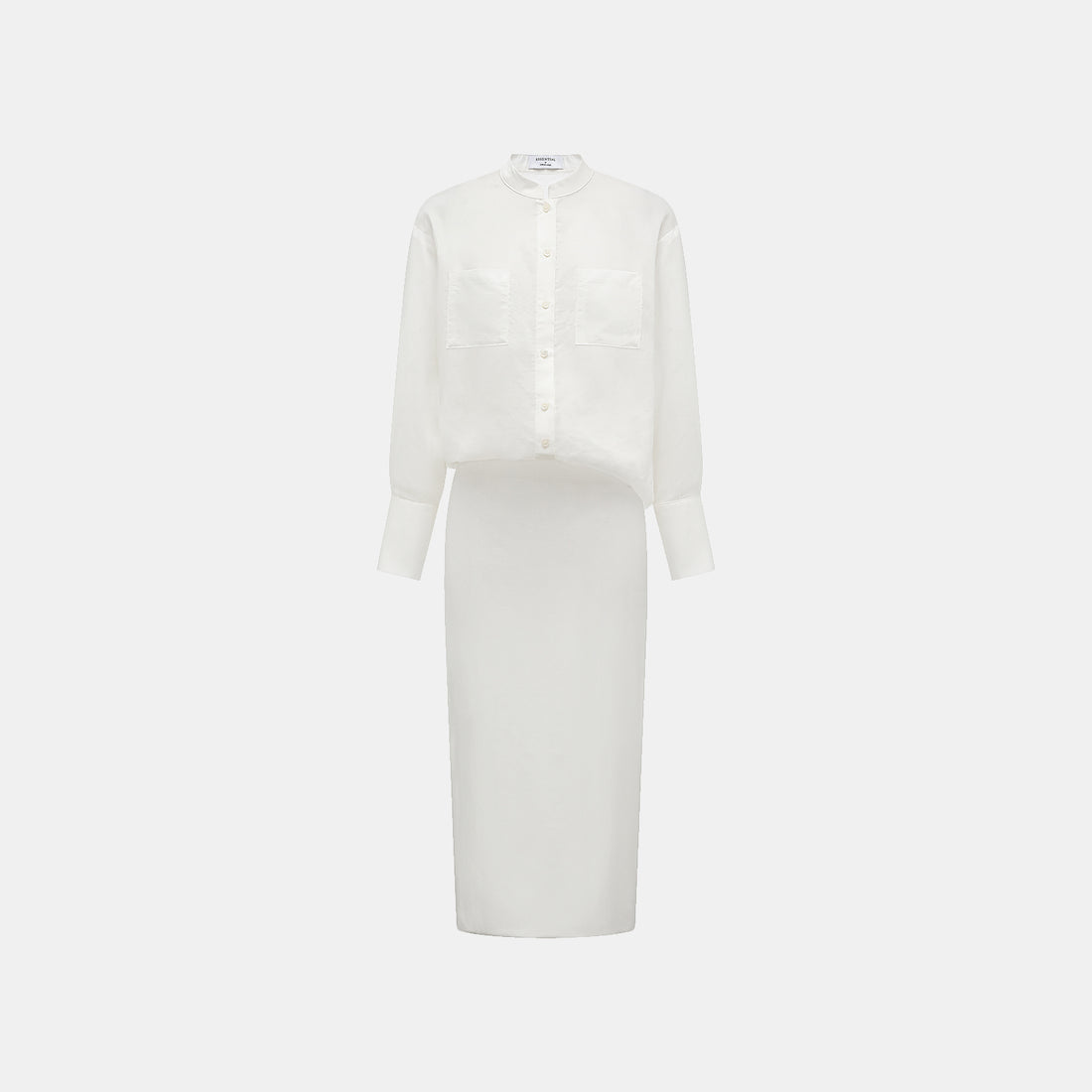 "Intellectual Moment" Tencel Satin Chiffon Pencil Skirt - Simple White